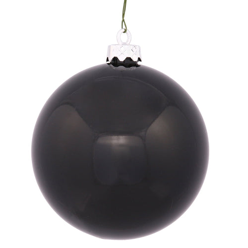 Vickerman 2.75" Christmas Ornament Ball, Black Shiny Finish, Shatterproof Plastic, UV Resistant, Holiday Christmas Tree Decoration, 12 Pack
