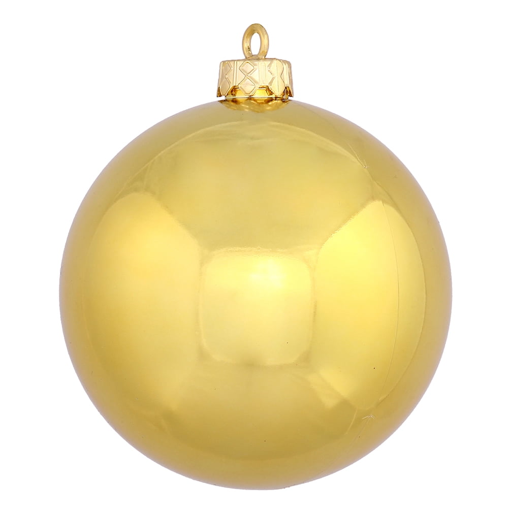 Vickerman 2.75" Christmas Ornament Ball, Gold Shiny Finish, Shatterproof Plastic, UV Resistant, Holiday Christmas Tree Decoration, 12 Pack