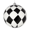 Vickerman 8" Black Ball with White Diamond Glitter Christmas Ornament