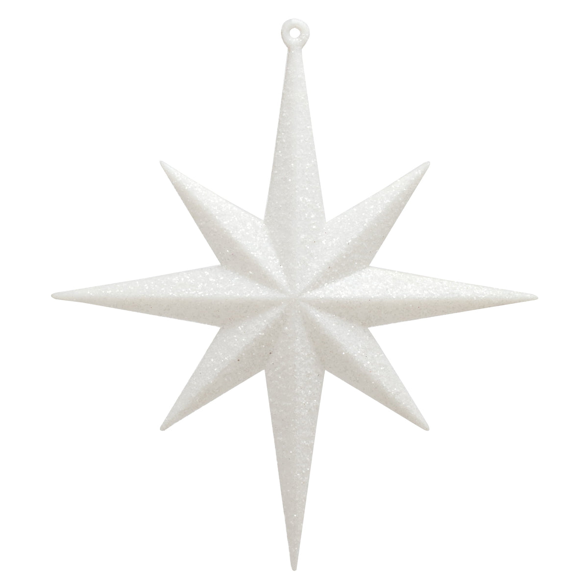 Vickerman 8" White Iridescent Glitter Bethlehem Star Christmas Ornament, 4 per Box