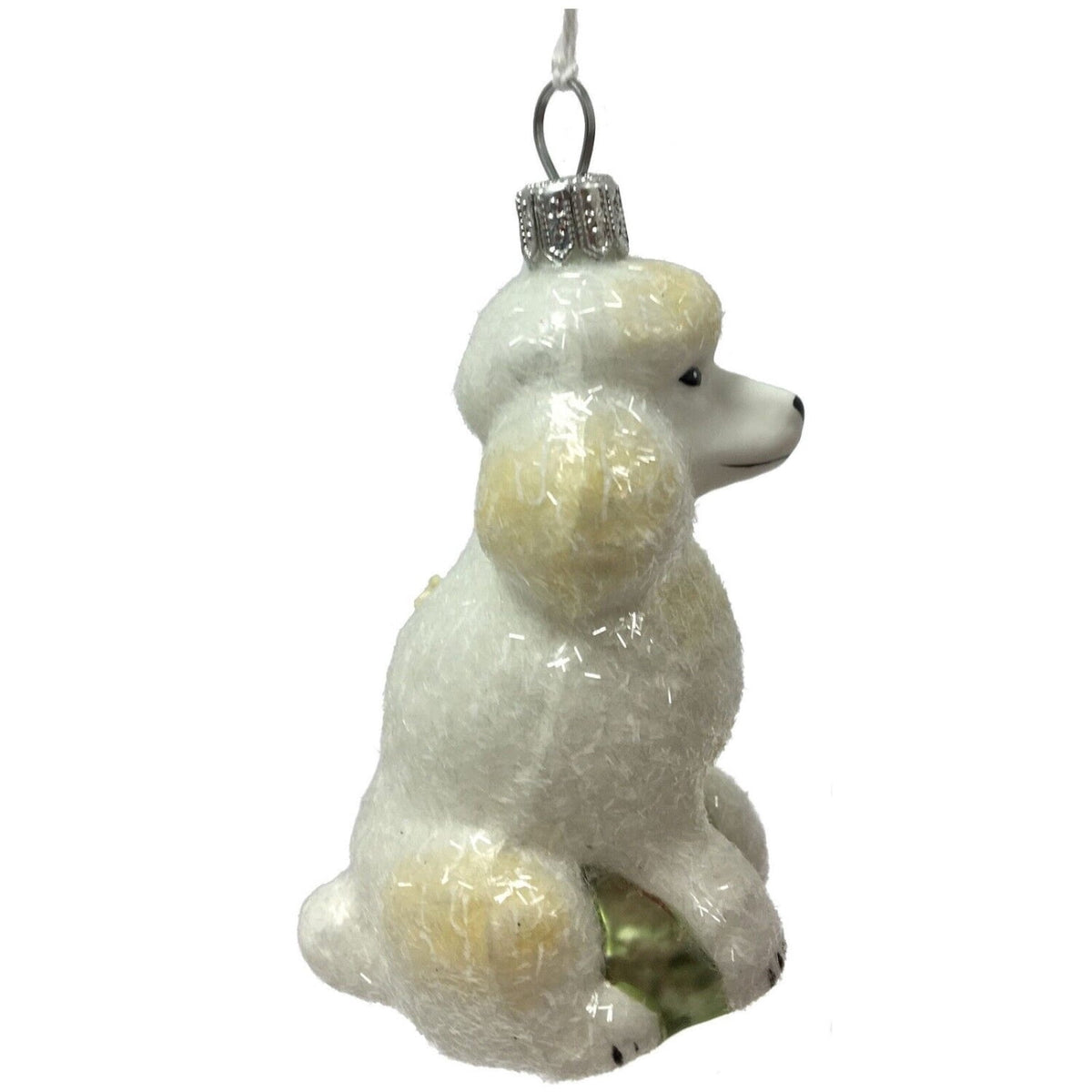 Pinnacle Peak Trading White Glittered Poodle Dog Polish Glass Christmas Ornament Pet Animal Decoration