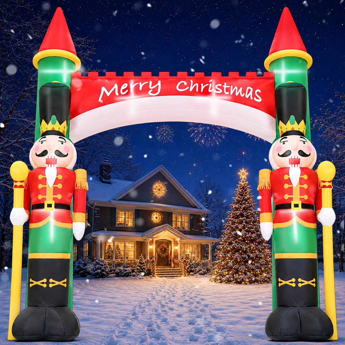 Yexmas 10FT Christmas Inflatable Archway, Blow Up Nutcracker Soldier Arch Decoration with Built-in LED, Xmas Outdoor Decor for Lawn Yard Garden Party Home Indoor Holiday