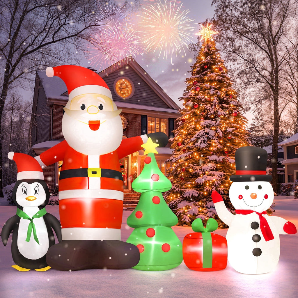 Merriva™ 6FT Christmas Decorations Inflatables with Blow Up LED Lights, Santa Claus Snowman Penguin Gift Boxes & Christmas Tree for for Holiday Decor