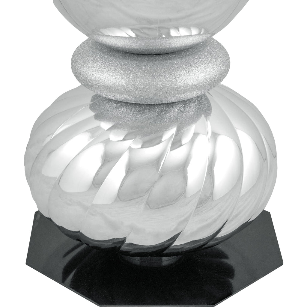 Northlight Shiny Ball Finial Tower Commercial Christmas Decoration - 4.5' - Silver