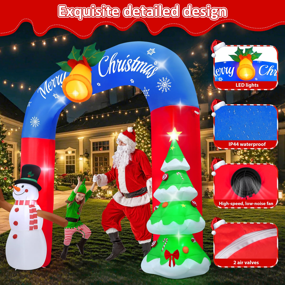 Yexmas 8FT Christmas Inflatable Archway with Snowman & Christmas Tree,Blow Ups Xmas Inflatable with LED Lights,Outdoor Decor for Xmas Holiday Party Yard Garden Lawn