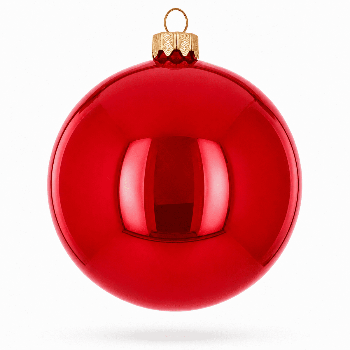 Set of 4 Glossy Red Glass Ball Christmas Ornaments 4 Inches