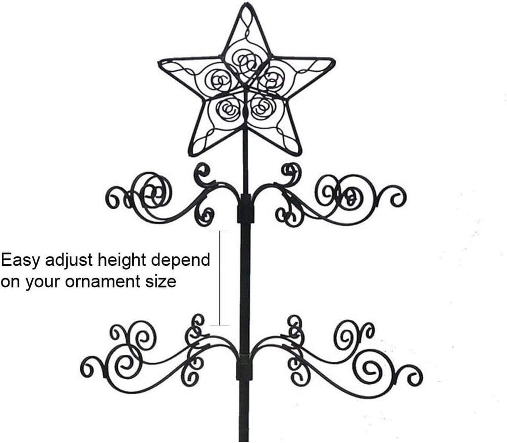HOHIYA Ornament Display Tree Stand Metal Christmas Rotating Tabletop 24 Inch Black