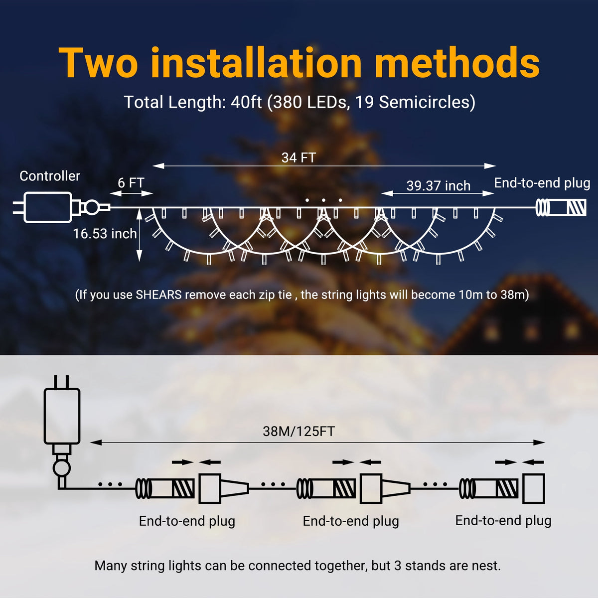 VOLIVO 80FT 720 LED Multicolor Icicle String Lights, Waterproof Outdoor Hanging Lights for Patio, Garden, Balcony, Pergola, Backyard, Party and Home Decorations