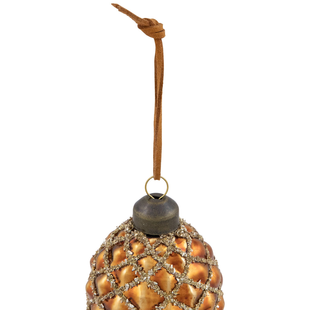 Northlight Glittered Pine Cone Glass Christmas Ornaments - 5" - Brown - Set of 4