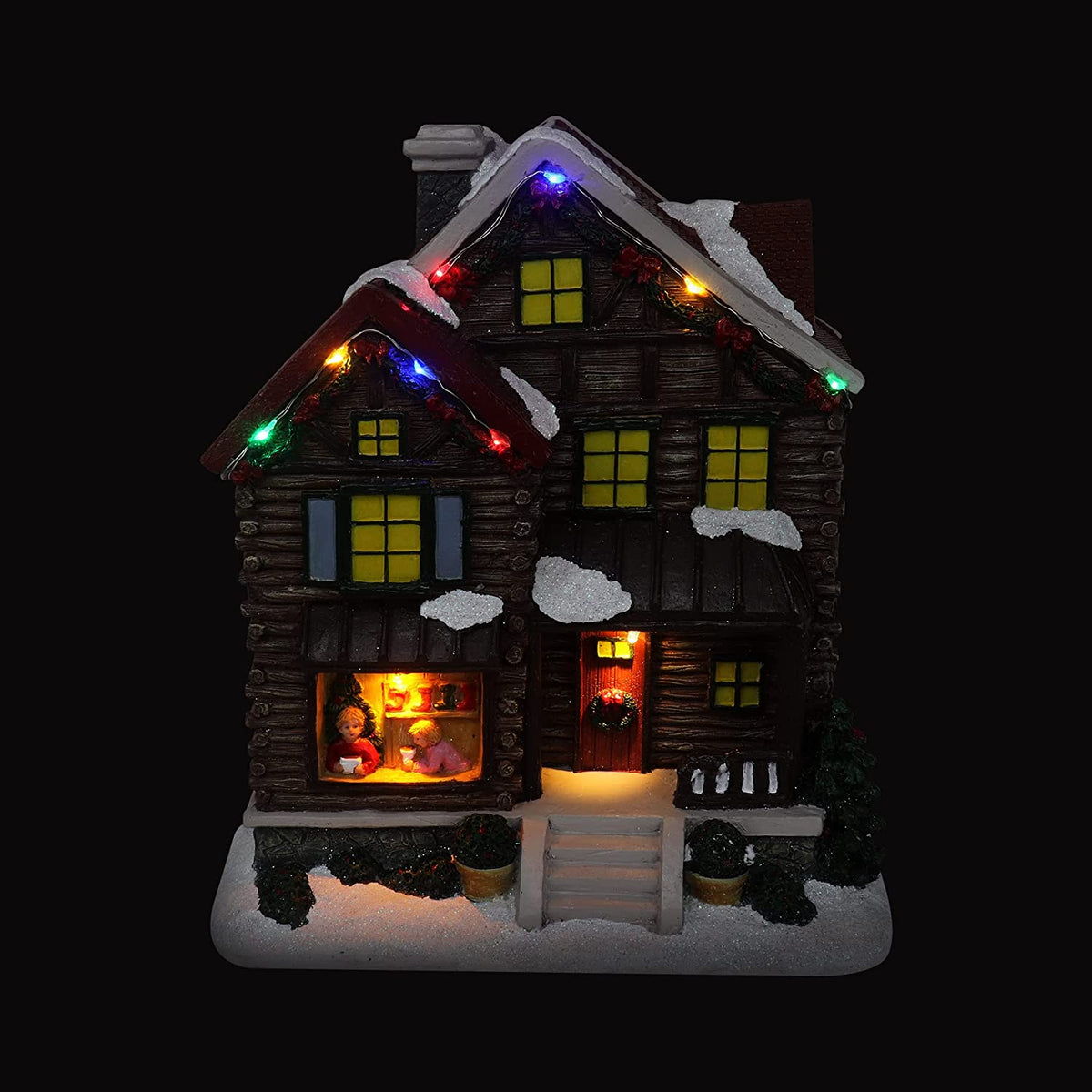 Christmas Village Log Cabin Tabletop Display Pre-lit LED Musical Snow Village Perfect Addition to Your Christmas Indoor Decorations & Holiday Collections