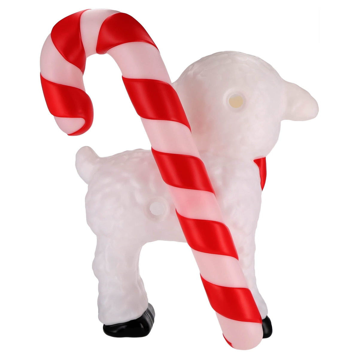 Lighted Blow Mold Sheep with Candy Cane Indoor/Outdoor Christmas Decoration, Multicolor, 26", by 