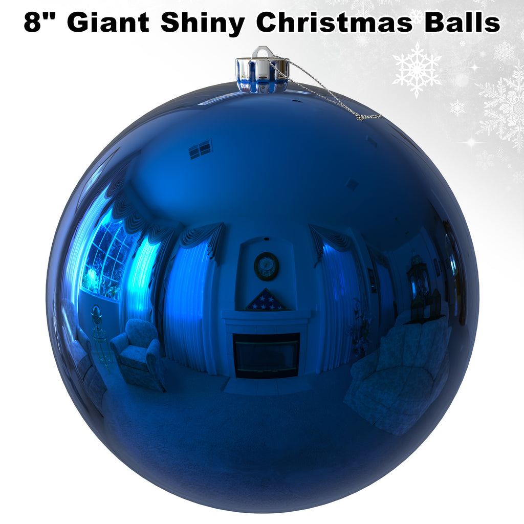 2Pcs 8.0" Extra Large Christmas Ornaments - Christmas Tree Decoration Balls for Birthday Holiday Wedding Decorations - Blue
