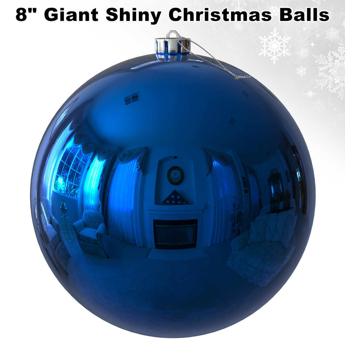 2Pcs 8.0" Extra Large Christmas Ornaments - Christmas Tree Decoration Balls for Birthday Holiday Wedding Decorations - Blue