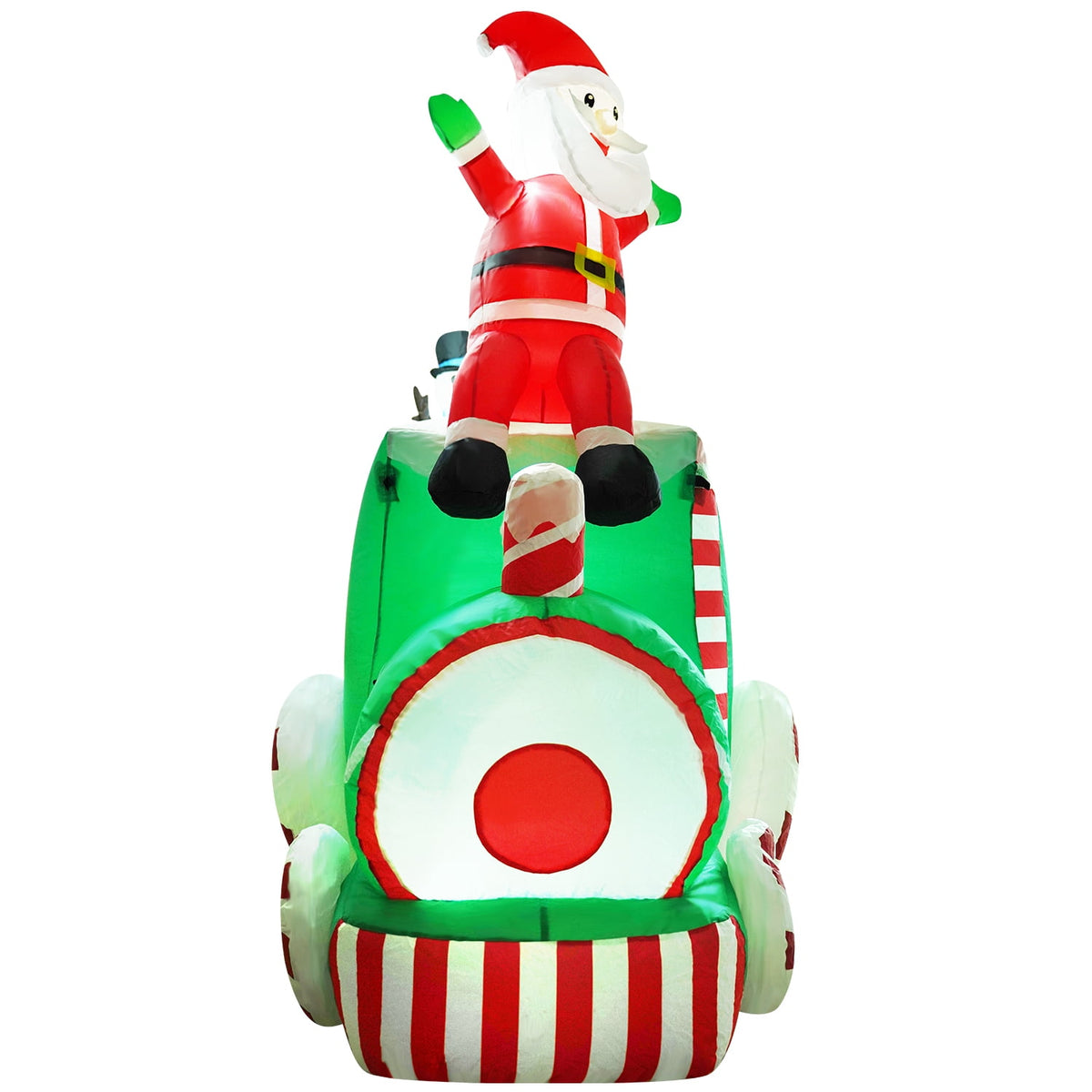 Yexmas 10.5ft Christmas Inflatable Train with Santa Snowman Penguin Dinosaur Corner Outdoor Lights Decorations for Holiday Decorations,Christmas Parties,Yard,Garden and Lawn