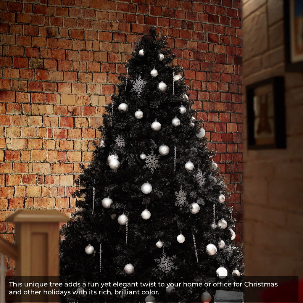 6FT Black Spruce Artificial Holiday Christmas Tree with Sturdy Metal Stand