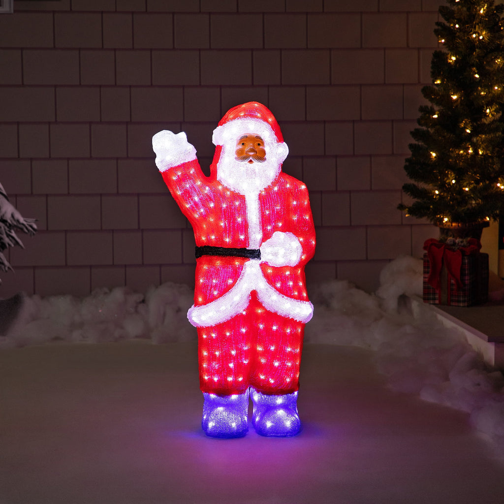 Northlight LED Lighted Waving Santa Claus Acrylic Commercial Grade Outdoor Christmas Decoration - 3'