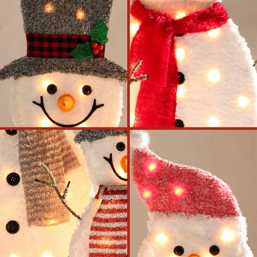 DEORAB Outdoor Christmas Lighted Snowman Decorations 2D 3-Piece Holiday Garden Lawn Yard Light-up Xmas Decor,70LED Lights