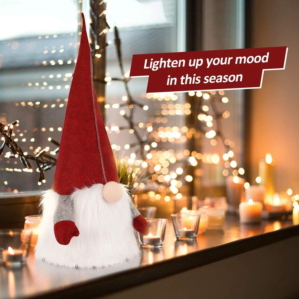 D-FantiX Gnome Christmas Tree Topper, Large Swedish Tomte Gnome Christmas Ornaments Santa Gnomes Plush Scandinavian Christmas Decorations Holiday Home Décor