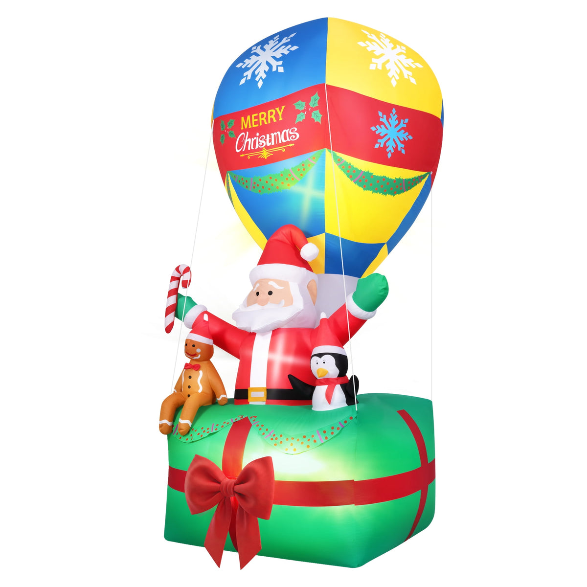 Yexmas 9FT Inflatable Christmas Santa Claus in Hot Air Balloon,Outdoor Holiday Decoration with LED Lights for Yard Lawn Garden