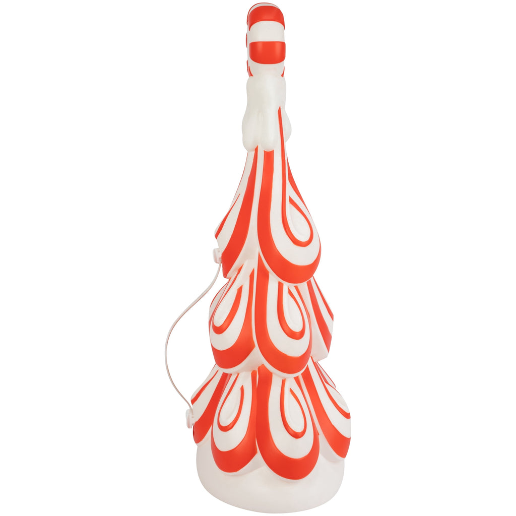 Lighted Blow Mold Peppermint Tree Indoor/Outdoor Christmas Decoration, Red and White, 24", by 