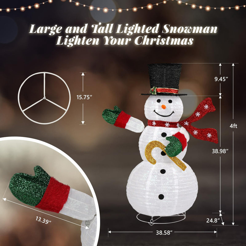 iTopRoad Lighted Snowman,Christmas Snowman Outdoor Indoor Home Decor Holiday Decoration with 100 LEDs,4Ft