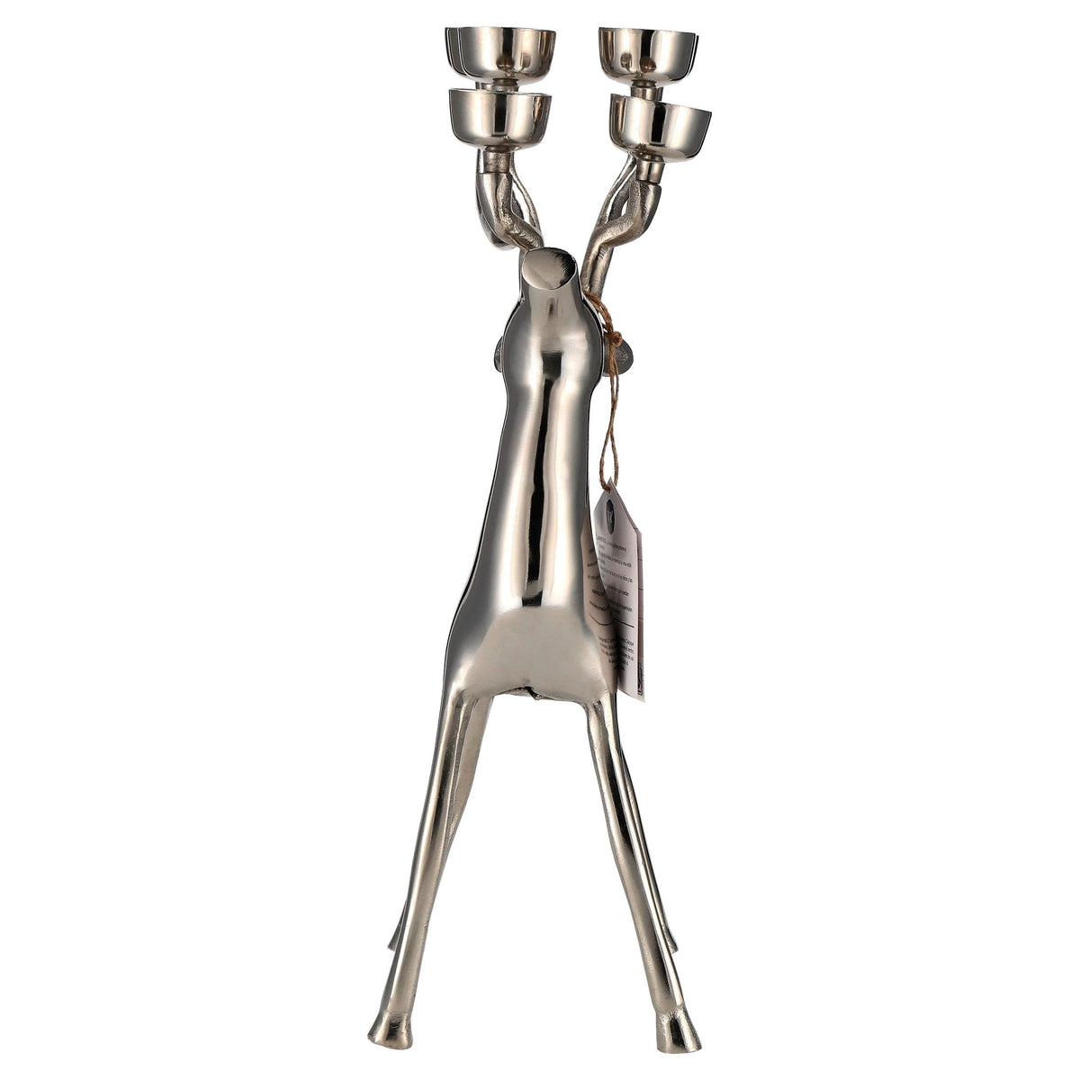  Aluminum Standing Reindeer with 8 Tealight Candle Holders Christmas Decoration, Silver, 20"