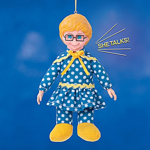 The Ashton-Drake Galleries Mrs. Beasley Doll Plush Christmas Ornament, Fabric Blue