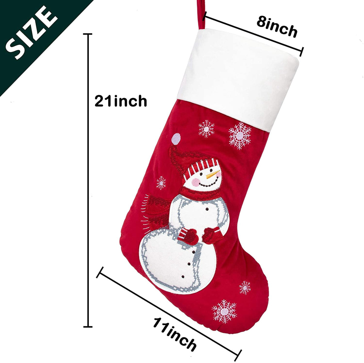 GEX 2025 21" Luxury Velvet Embroidery Pattern Christmas Stockings for Family Classic Fireplace Decorations Hanging Ornament for Xmas Holiday Party Set of 6
