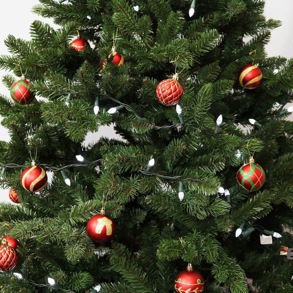 Sunnydaze Holiday Glitter Red/Gold Plastic Christmas Ornament Balls, 30 Count