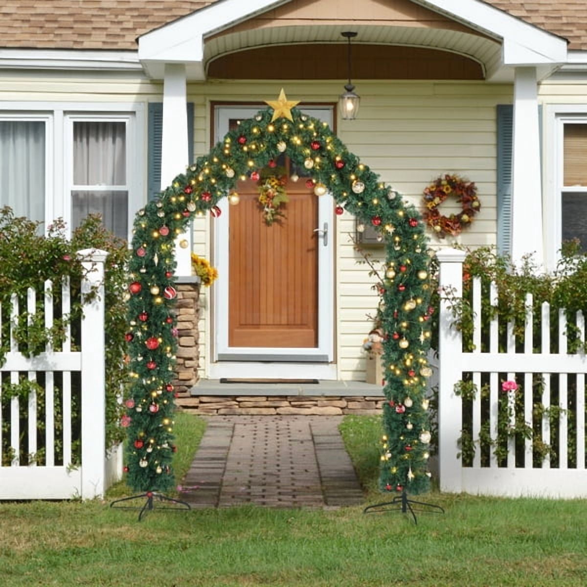 PVC Christmas Arch Decoration, 1650 Branches, Steel Brackets for Stability, Realistic Green Design, Reusable for Christmas/Wedding/Party