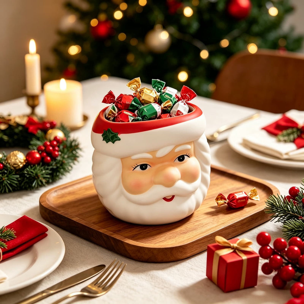 Clearance! 8" Christmas Blow Molds Santa Candy Bowl, Christmas Decorations Indoor Outdoor, Santa Claus Figurines