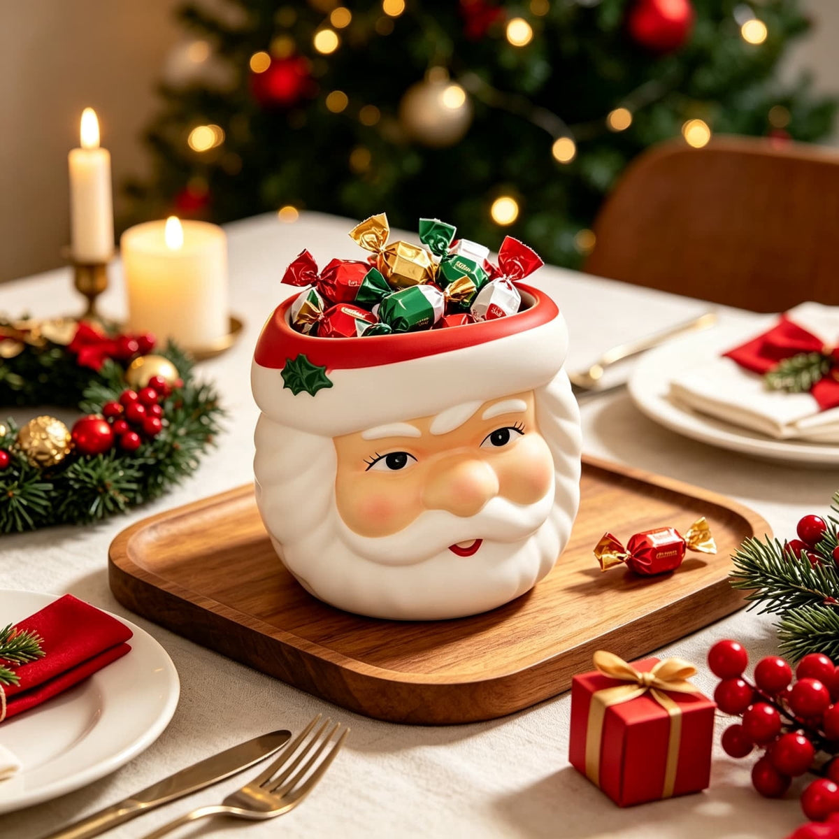 Clearance! 8" Christmas Blow Molds Santa Candy Bowl, Christmas Decorations Indoor Outdoor, Santa Claus Figurines