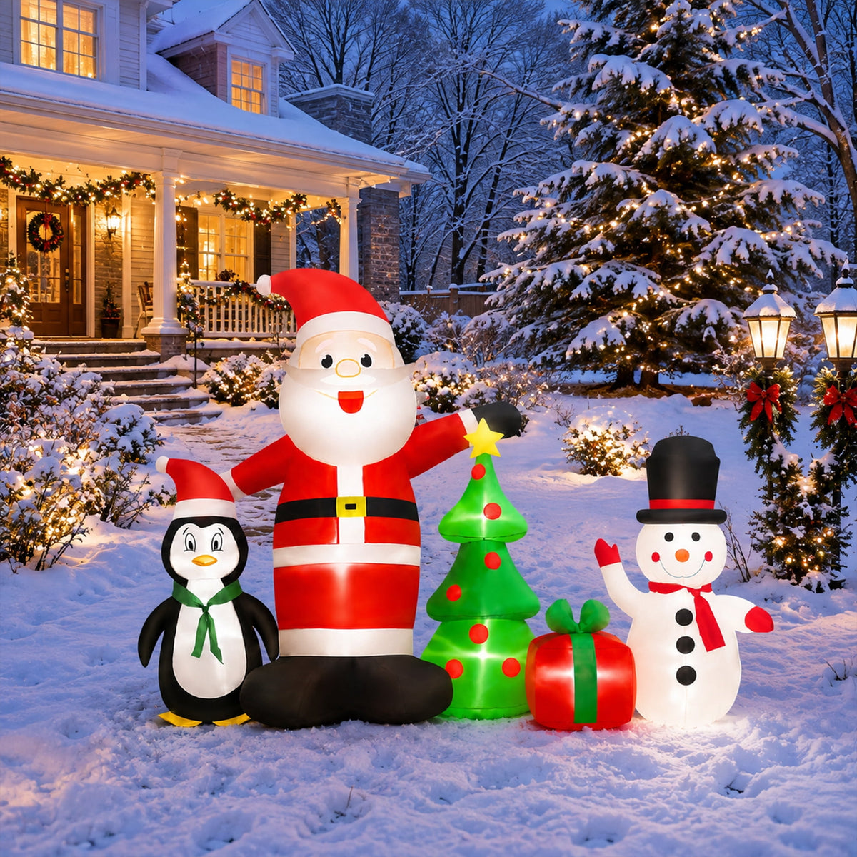 Yexmas 6FT Christmas Decorations Inflatables with Blow Up LED Lights, Santa Claus Snowman Penguin Gift Boxes & Christmas Tree for for Holiday Decor,Xmas Party,Yard, Garden and Lawn
