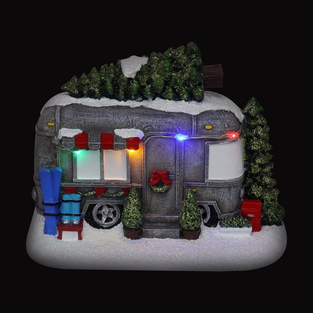 Christmas Village Tabletop RV Camper Pre-lit Winter Snow Village Perfect Addition to Your Christmas Indoor Home Decorations Great Centerpiece for Your Collection