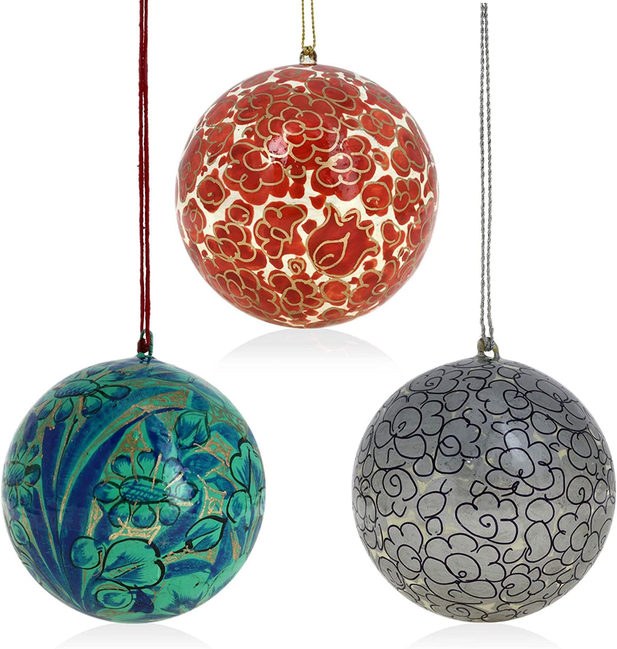 Ajuny Handmade Multicolor Paper Mache Balls Party Decoration Hanging Ornaments Decorative Christmas Home Office, 3 inches Set of 18