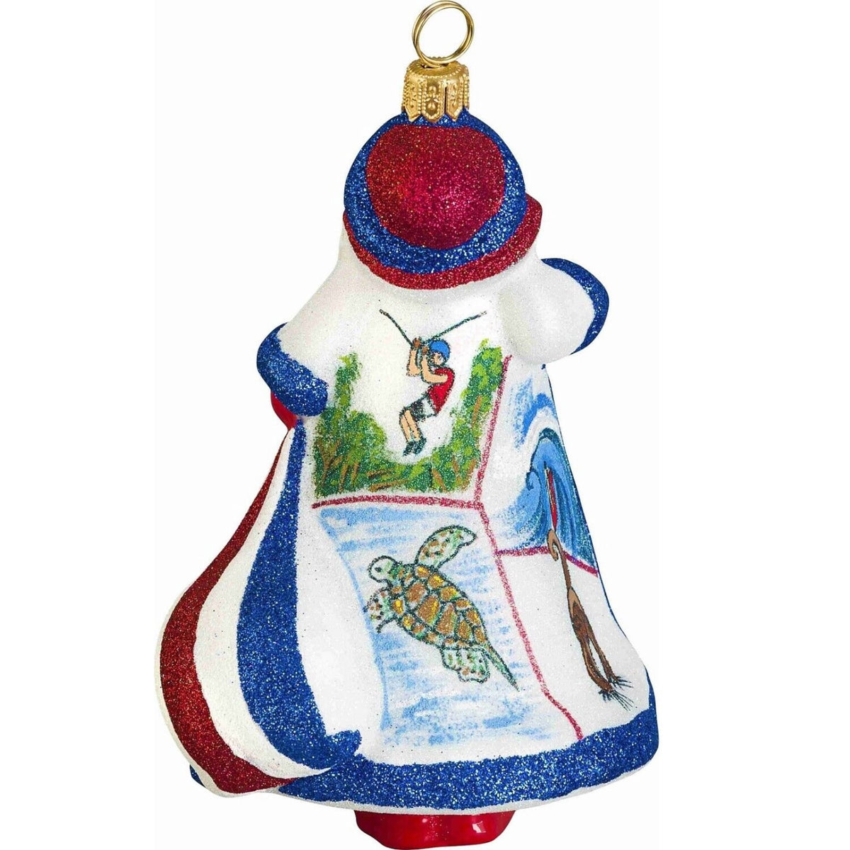 Glitterazzi Costa Rica Santa Polish Glass Christmas Tree Ornament Decoration New