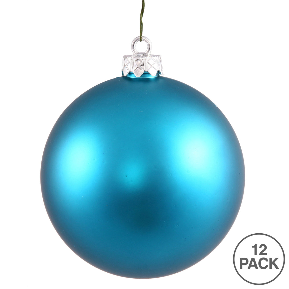 Vickerman 2.75" Christmas Ornament Ball, Turquoise Matte Finish, Shatterproof Plastic, UV Resistant, Holiday Christmas Tree Decoration, 12 Pack