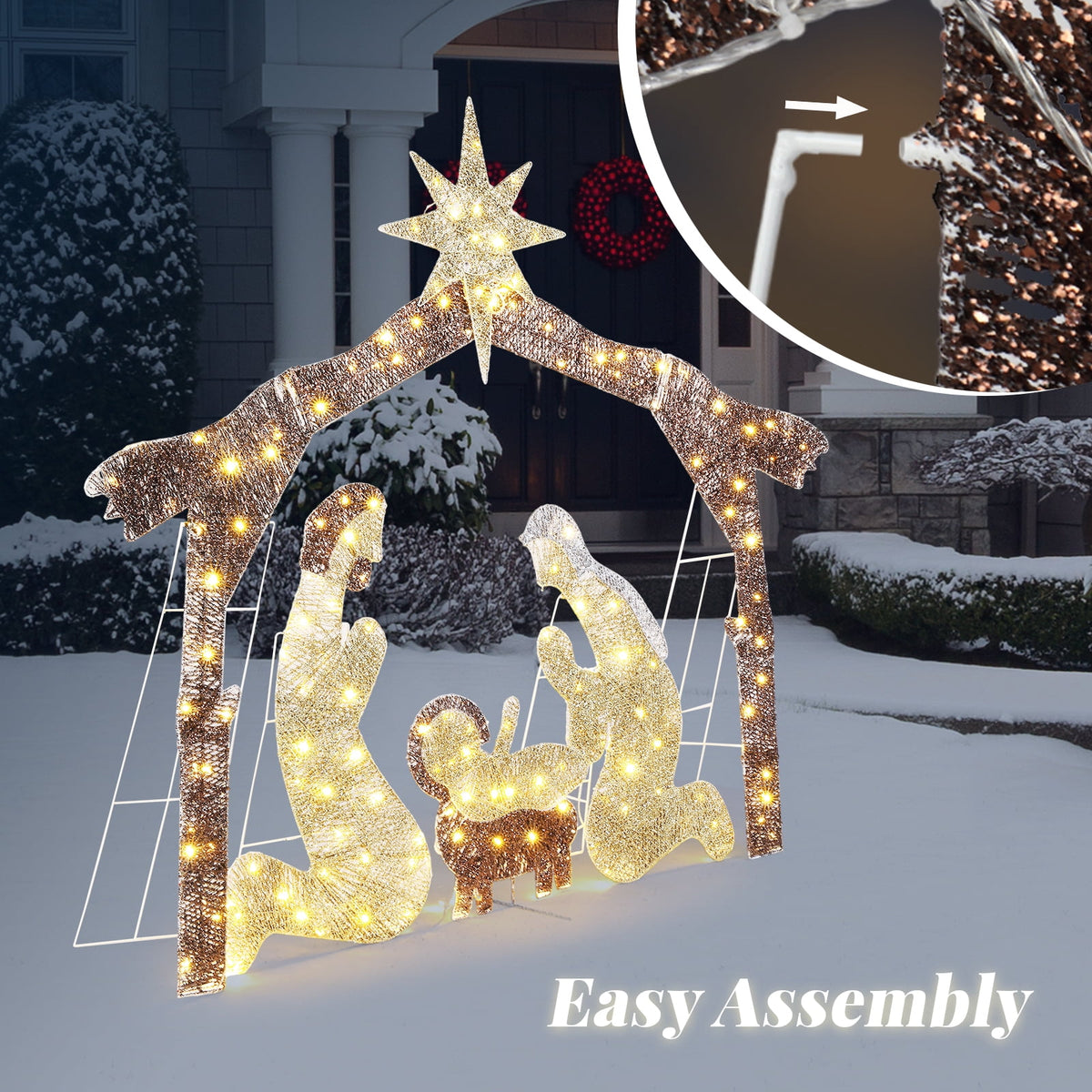 UBesGoo 6ft Light-Up Nativity Scene Christmas Decoration Nativity Christmas Outdoor Decor