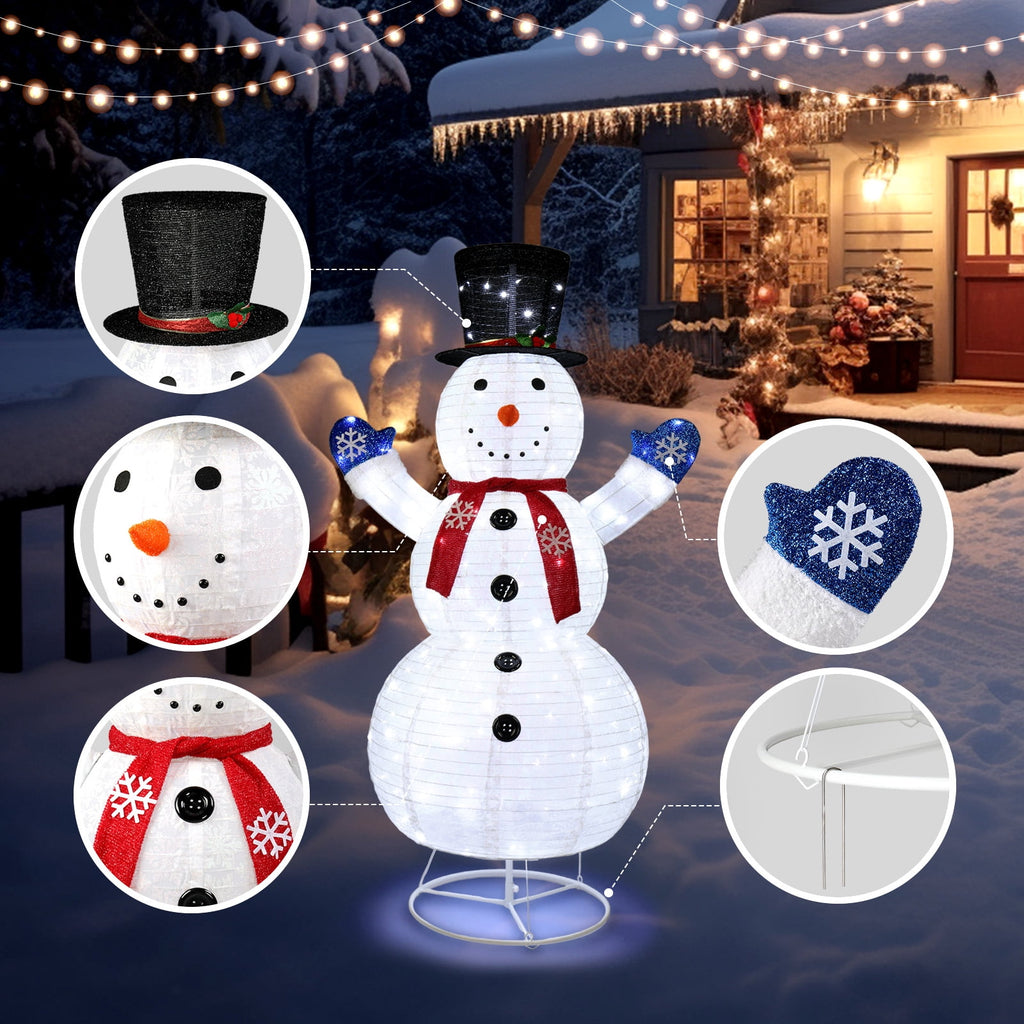 UBesGoo 6ft Lighted Pop-Up Snowman, Christmas Outdoor Decor Holiday Decoration w/ 120 LED Lights,Hat,Scarf