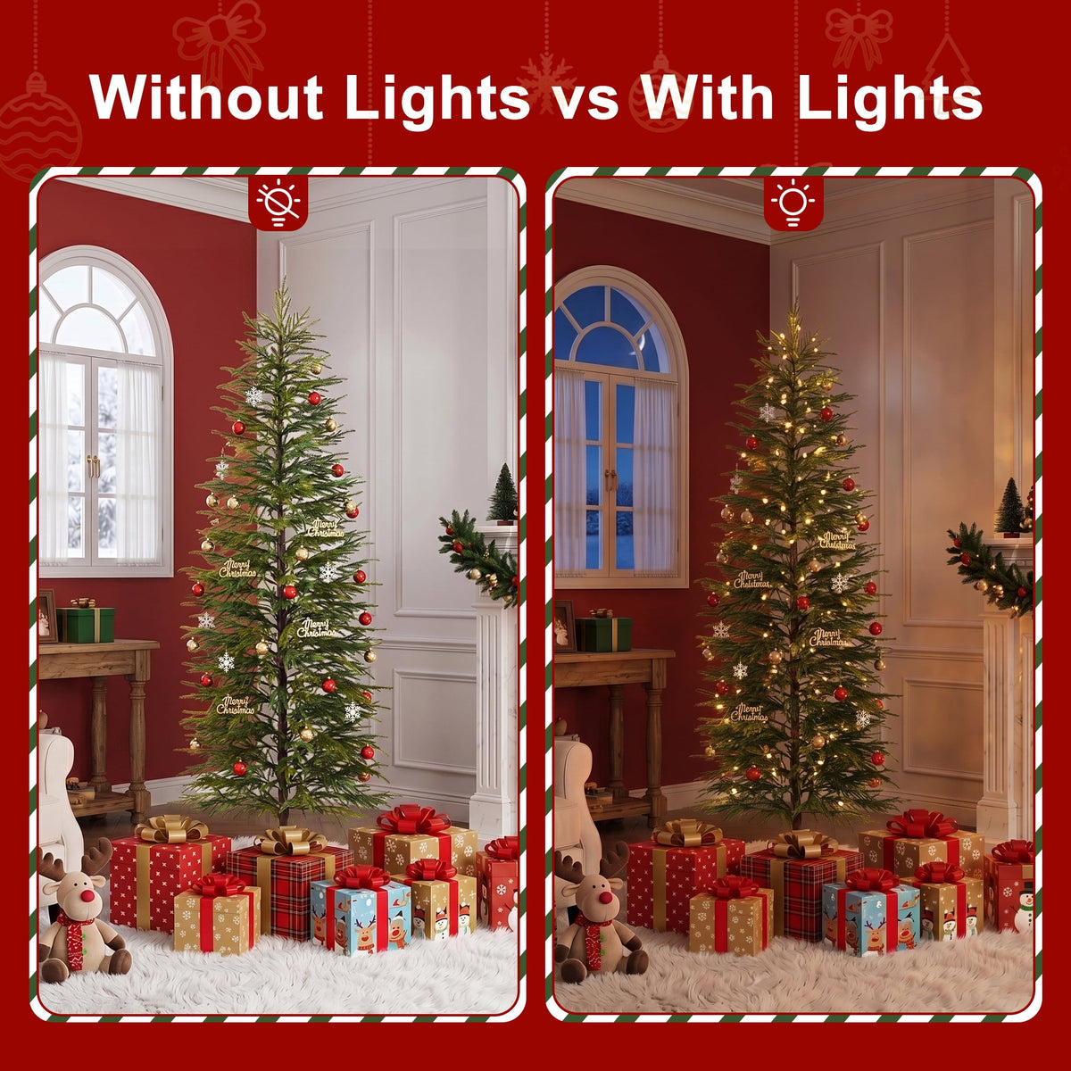  6' Green Cypress Artificial Christmas Tree, Pencil Xmas Tree with Foldable Metal Stand, Easy Assembly Indoor Large Room Holiday Decor