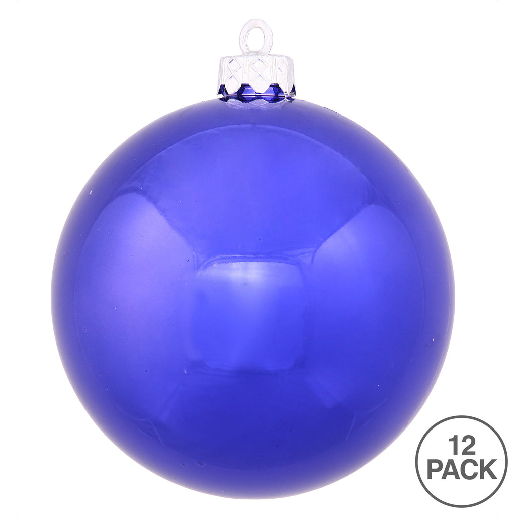 Vickerman 2.75" Christmas Ornament Ball, Cobalt Blue Shiny Finish, Shatterproof Plastic, UV Resistant, Holiday Christmas Tree Decoration, 12 Pack