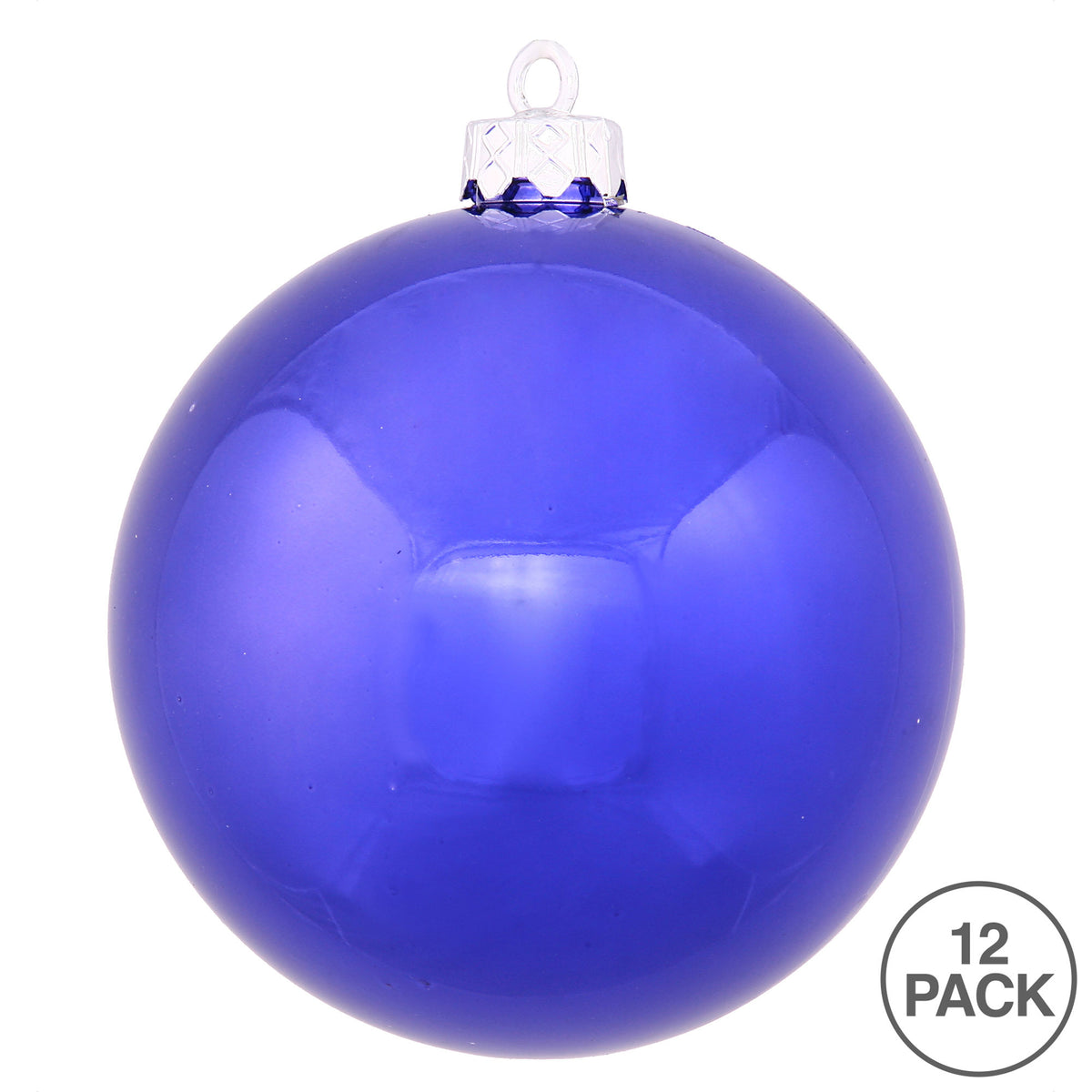 Vickerman 2.75" Christmas Ornament Ball, Cobalt Blue Shiny Finish, Shatterproof Plastic, UV Resistant, Holiday Christmas Tree Decoration, 12 Pack