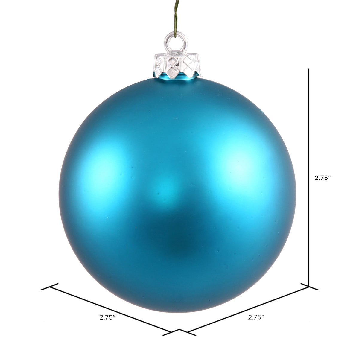Vickerman 2.75" Christmas Ornament Ball, Turquoise Matte Finish, Shatterproof Plastic, UV Resistant, Holiday Christmas Tree Decoration, 12 Pack
