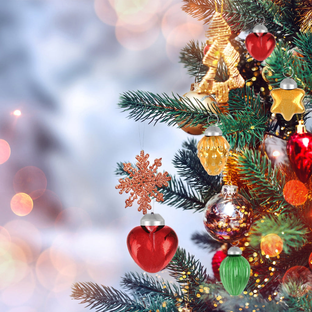 Uxcell 1-1.5 inch Glass Christmas Ornaments Christmas Tree Decorations for Parties 25 Pcs Brown Blue