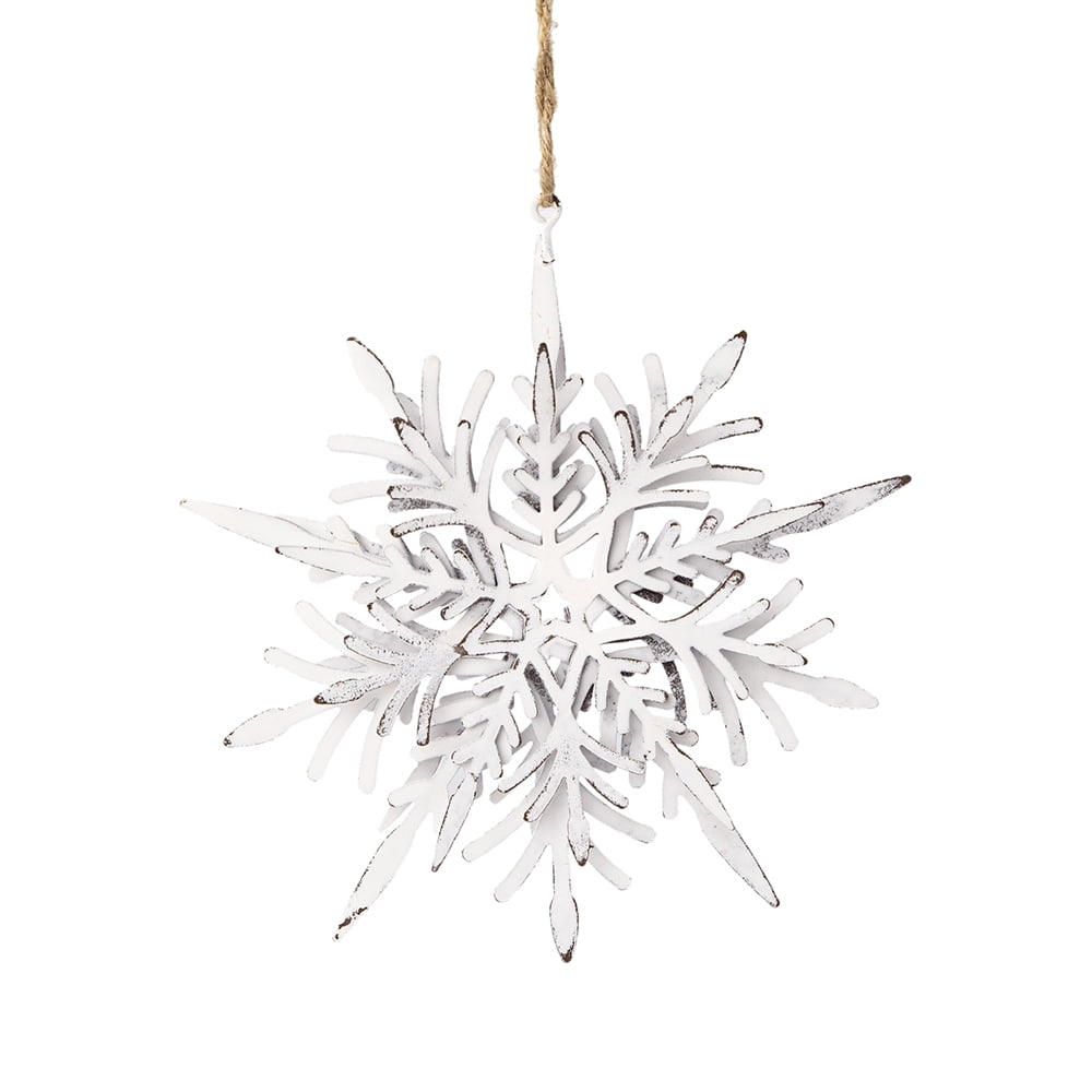 Iron Snowflake Hanger, Decorative Hanging Ball Christmas Tree Ornaments for Holiday Party Decorations, Set of 6, 6.1"x1.8"x6.3"