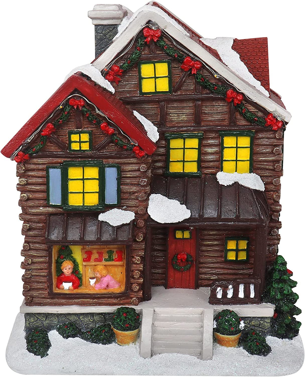 Christmas Village Log Cabin Tabletop Display Pre-lit LED Musical Snow Village Perfect Addition to Your Christmas Indoor Decorations & Holiday Collections