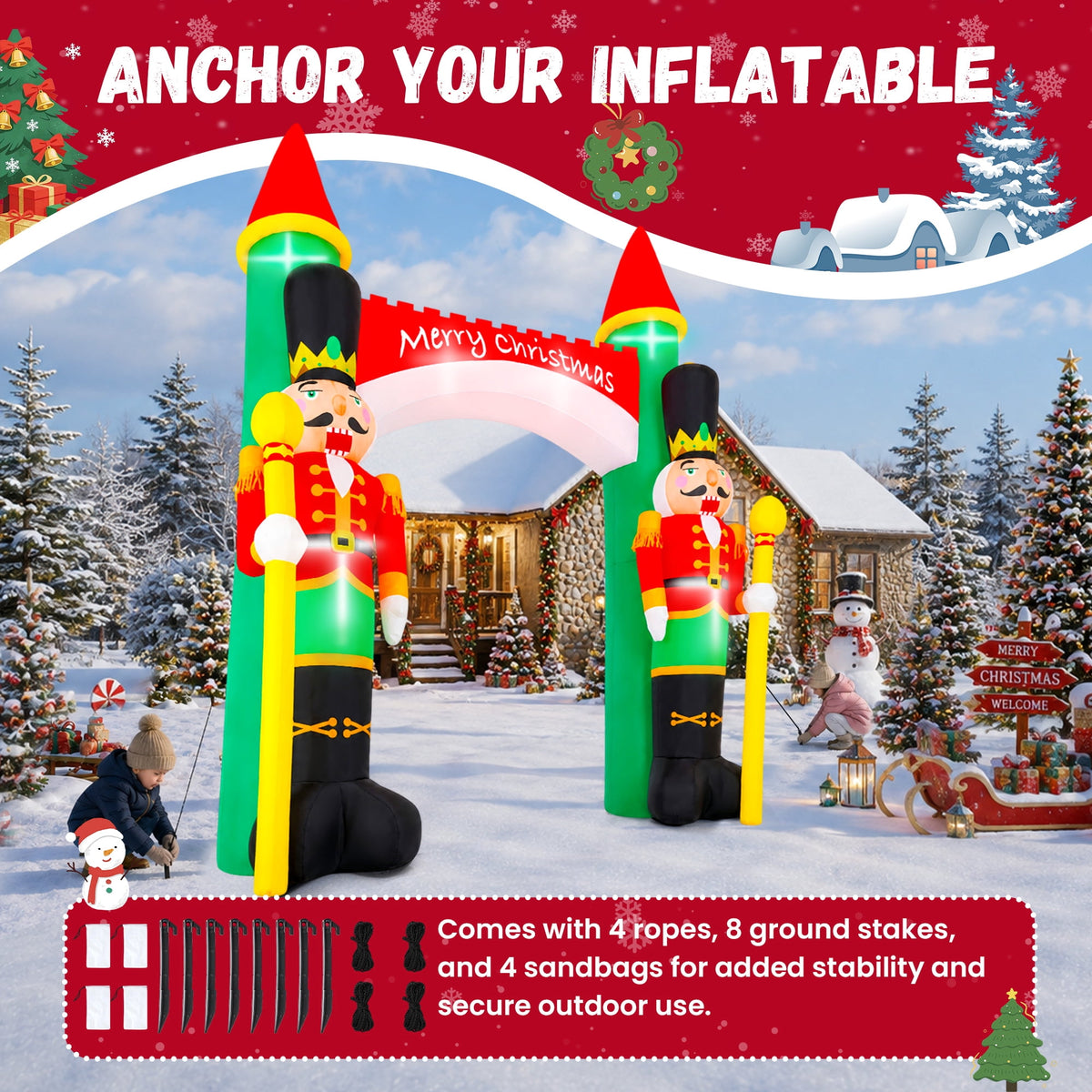 Yexmas 10FT Christmas Inflatable Archway, Blow Up Nutcracker Soldier Arch Decoration with Built-in LED, Xmas Outdoor Decor for Lawn Yard Garden Party Home Indoor Holiday