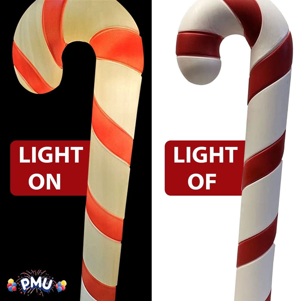 PMU Christmas Light-Up 6 Pcs Candy Cane - Blow Mold Plastic Statue Illuminated with 6' Cord and Light, Traditional Christmas Party Favor, Perfect Home, Lawn, Yard and Garden Decor, 40 Inch Candy Cane
