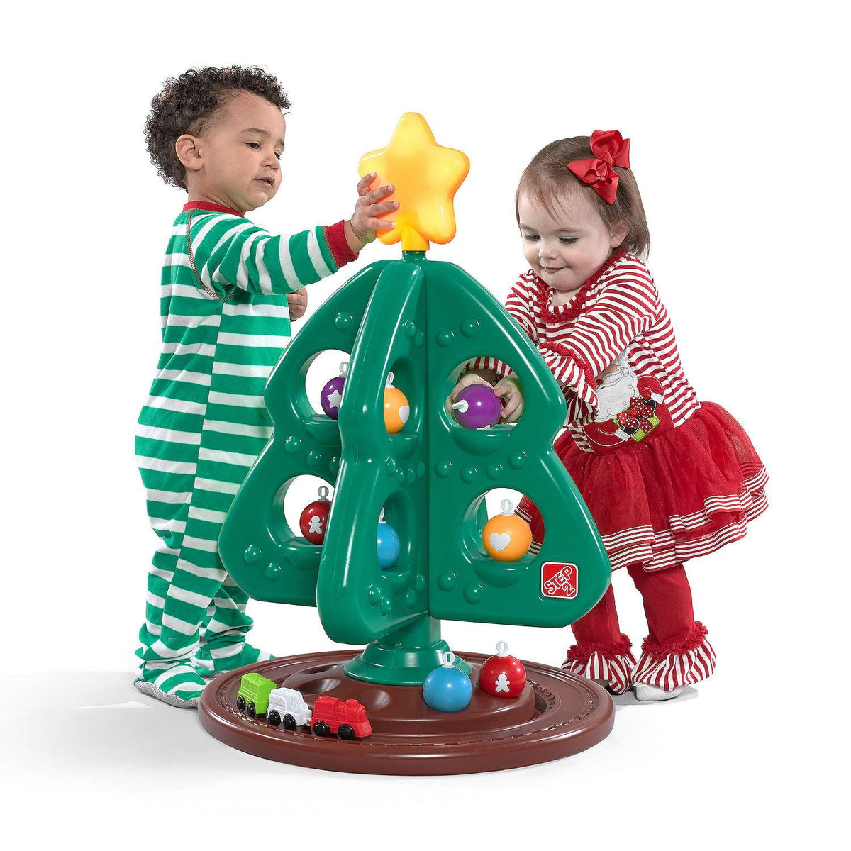Step2 My First Christmas Tree with Toy Train Light Up Star 8 Bonus Ornaments for Toddlers Limited Edition Color