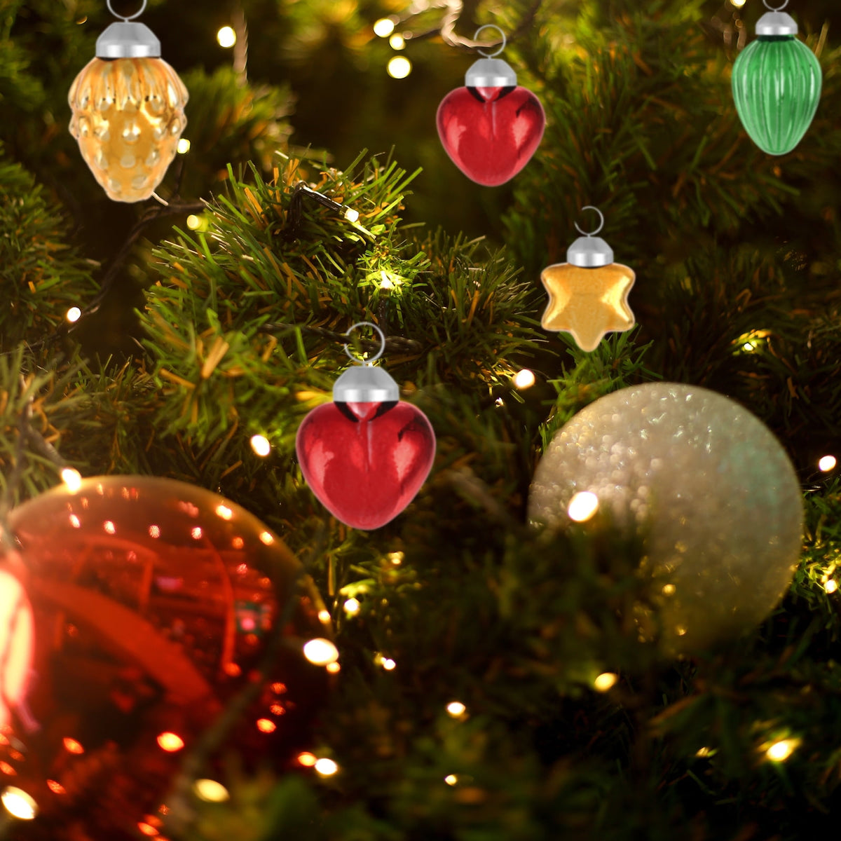 Uxcell 1-1.5 inch Glass Christmas Ornaments Christmas Tree Decorations for Parties 25 Pcs Brown Blue